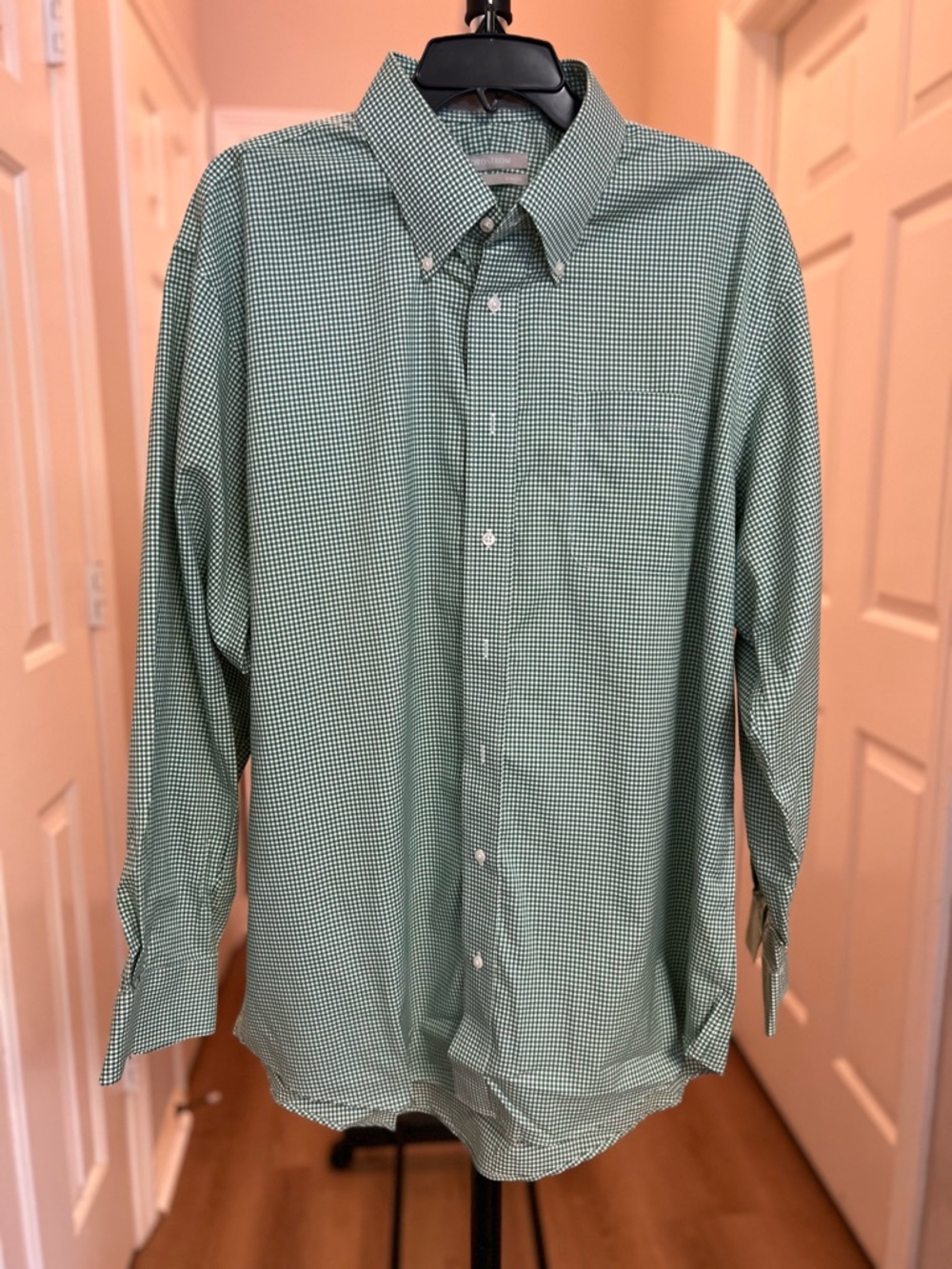 Nordstrom Green Micro-Gingham Button-Down Shirt